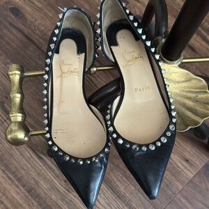 Christian Louboutin Black Studded Flats